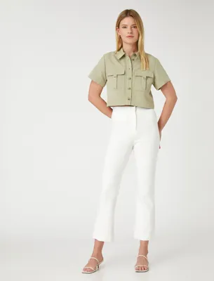 Koton Outdoor Görünümlü Crop Gömlek Cepli Düğmeli Modal