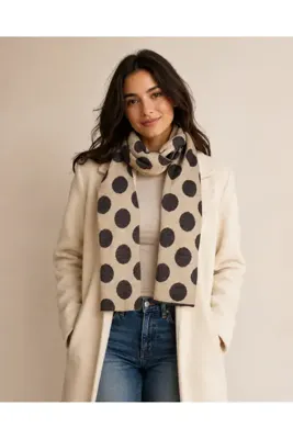 Sebir Moda Puantiye Desenli Triko Atkı