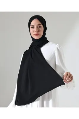 Berel Moda Kaymaz Jazz Tesettür Şal Siyah Kırışmaz Kumaş 75x220