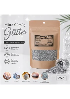 Vera Concept Store Gümüş Glitter Sim Tozu - Epoxy Nailart Makyaj Mum Kolonya Dekorasyon (Ince Taneli)