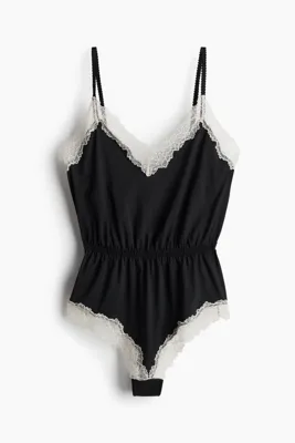 H&M Dantel Şeritli Mikrofiber Body