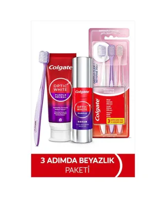 COLGATE Optic White Purple Beyazlatıcı Set Diş Macunu 75 ml +Purple Serum 40 Ml+Gentle Clean 2+1 Diş Fırçası