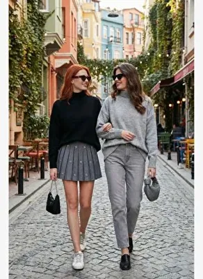 Lela Oversize Fit Balıkçı Yaka Yumuşak Dokulu 2'li Paket Triko Kazak Kadın KAZAK 680KZ00469S2