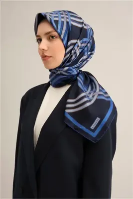 Armine Sura Ipek Eşarp 9333-08 Lacivert Karışık Desen