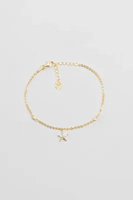 So Chic Müge Çiçeği 18 Ayar Sarı Altın Kaplama 19 Cm Gümüş Minimal Bileklik