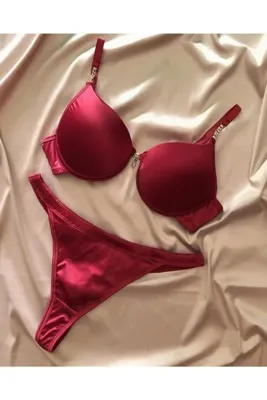 Genel Markalar Mios Fashion Kadın Bordo Saten Kumaş Sütyen Takımı