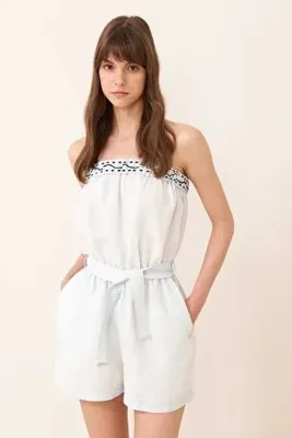 Roman Straplez Beli Lastikli Şort Tulum Standart Renk Y2412401_089