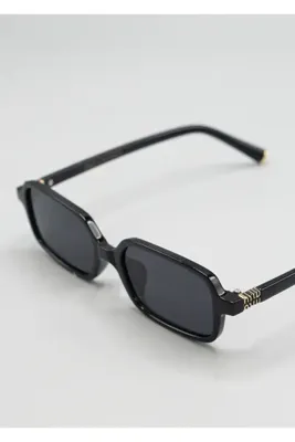 Eyemood Unisex Dikdörtgen Güneş Gözlüğü Siyah Çerçeve Füme Cam Ejaz C8
