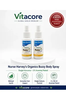 Nurse Harvey's Organic Buzzy Body Spray 50 ml 2'li Avantajlı Paket Çocuklar İçin Kokulu Vücut Spreyi
