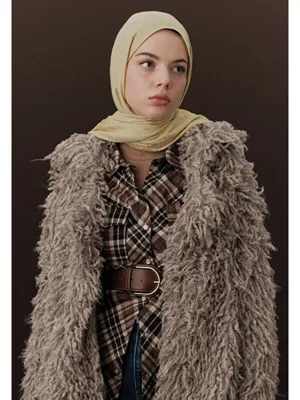 Fresh Scarfs Premıum Yünlü Düz Şal Kum Beji
