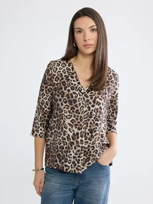 LCW EVERYDAY Kaçık Yaka Leopar Desenli Bluz