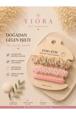 yiora 3Lü Premium Doku Pastel Tonlar Desenli İthal Lastik Toka Seti Yumuşak Yapısı Sayesinde Saça Zarar Vermez/İz Yapmaz