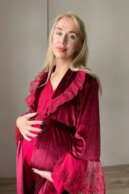 Effortt Venera Lohusa Hamile Şık Pijama Takımı Sabhlıklı Dantelli 3 lü Pijama Takımı
