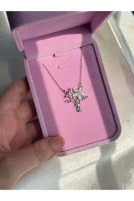Harlofia Jewelry Çelik Nergis Çiçek Buketi Kolye - Pembe