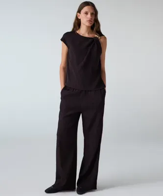İpekyol Kırışık efektli wide leg pantolon