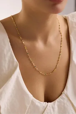 Nereze 925 Ayar Gümüş Gold Kaplama 85 Cm Uzunluk Mix 3 mm Zirkon Taşlı Kolye