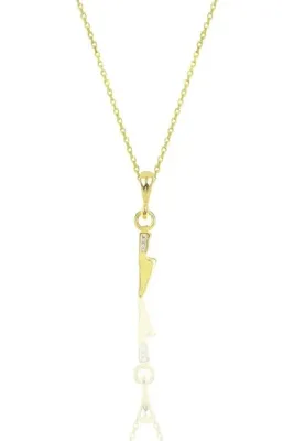 Söğütlü Silver Gümüş Altın Yaldızlı Zirkon Taşlı Bıçak Modeli Kolye Sgtl11872gold