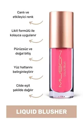 Muson Yoğun Pigmentli Likit Allık Ruj Göz Farı Liquid Blusher Liçi Pembe