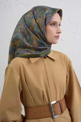 ARMİNE Etnik Desen Saf İpek Twill Eşarp 9416D 52