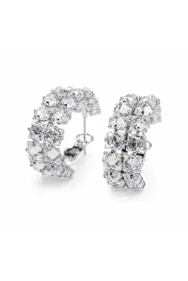 Sjour Diamond Yeni Sezon Kadın Çelik Kombin Küpesi 2 cm Çap 3 Yıl Garantili