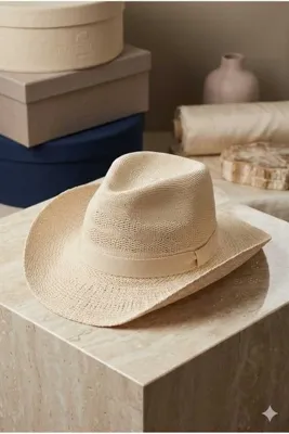 Betülce Unisex Hasır Kovboy Şapkası Yazlık Plaj Tarz Fedora Şapka