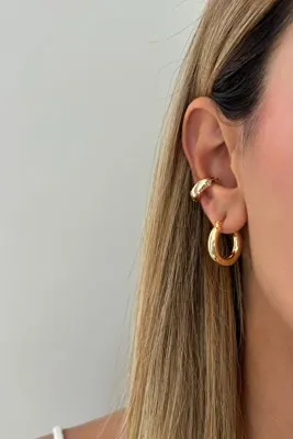 Lavian Accessories Klasik Gold Renk Halka Küpe