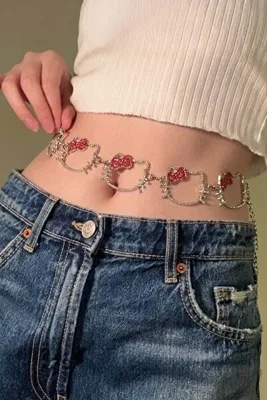 Köstebek Silver Taşlı Hello Kitty Bel Zinciri