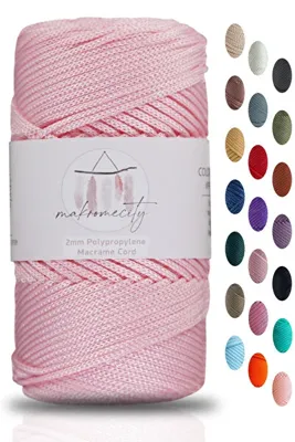 Makromecity Premium 100 Gr Polyester Makrome Ipi Pudra Pembe 2mm - 120 M Supla Ip Ve Çanta Ipliği