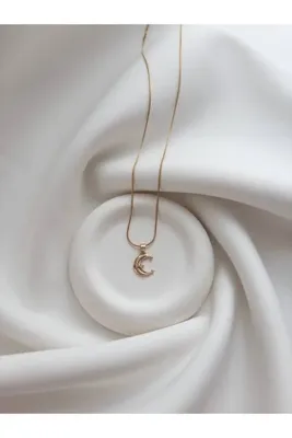 Minne Jewelry-Accessory Çelik Ay Kolye - Altın Renkli Çelik Ay Kolye - Çelik Ay Kolye