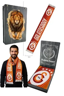 Galatasaray ORİJİNAL LİSANSLI 5 YILDIZ KIRMIZI ŞAL ATKI UV KUTU HEDİYELİ