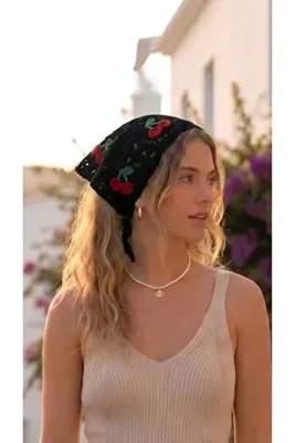 destini Kadın Örgü Bandana Saç Bandanası Bel Bandanası Granny Square Bandana