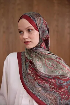 İpekhan Bordo Hint Vual Şal - 5002-02