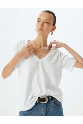 Koton Basic V Yaka Tişört Kısa Kollu Pamuklu Regular Fit