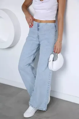TOZLU Kadın Lastikli Bol Paça Jean Kot Pantolon