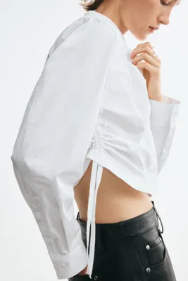 H&M Büzgü Bağı Detaylı Poplin Gömlek