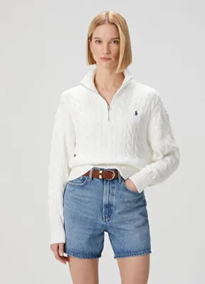 Polo Ralph Lauren Beyaz Saç Örgü Kazak