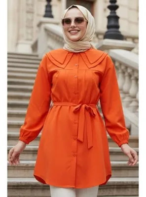 Neva Style Poplin Turuncu Tesettür Tunik 20228T