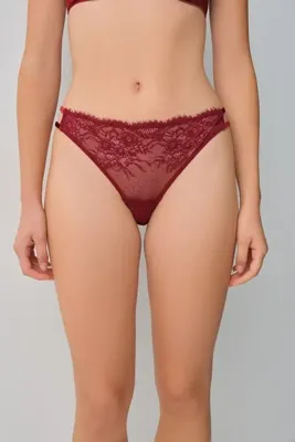 SUWEN Velvet Dantelli Brazilian String Külot