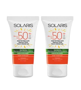 Solaris Yağlı Cilt Tipleri Için Mat Bitişli Jel Güneş Kremi Spf 50+ (50 Ml) x 2 Adet
