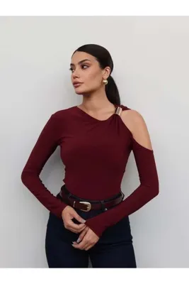 ESRAHELVACI Metal Detaylı Asimetrik Bluz E.H Collection