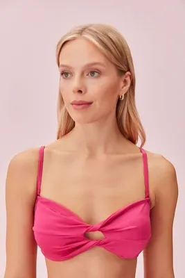 SUWEN Begonvile Burgulu Straplez Bikini Üst