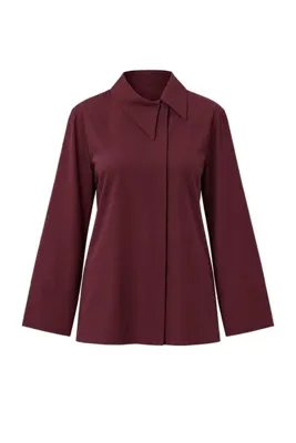 Trendyol Modest Bordo Aksesuar Detaylı Dokuma Tesettür Gömlek
