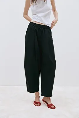 Suud Collection Siyah Raya Yıkamalı Poplin Pantolon
