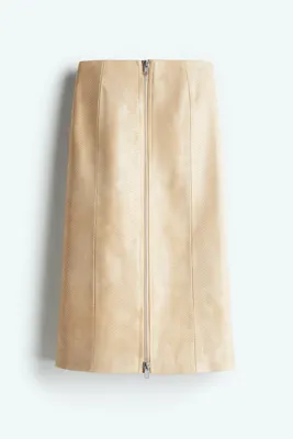 H&M Önü Fermuarlı ve Kaplamalı Etek