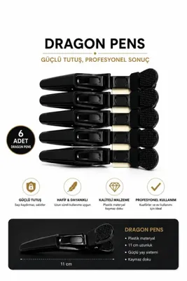 qpuk Profesyonel Kuaför Pens 6 Adet 11 cm Dragon Pens Saç Tokası