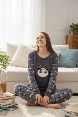 ROMEO LİFE Kadın Kışlık Peluş Polar Pijama Takım 3003