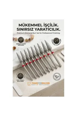 ModaCar 10'lu Ultra Hassas Elmas Freze Ucu - Kuru Manikür, Tırnak, Hobi, Gravür Seti 266/ 040R 723101