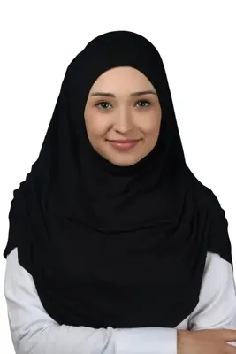 Altobeh Hazır Türban Büzgülü Pileli Pratik Eşarp Tesettür Hijab - Namaz Örtüsü - Siyah