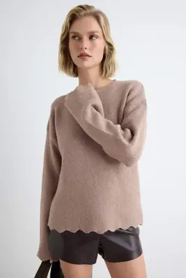 TRENDYOLMİLLA More Sustainable Vizon Bisiklet Yaka Etek Ucu Detaylı Basic Triko Kazak TWOAW27KZ00095