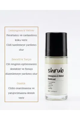SHRUB Alüminyum İçermeyen Doğal Deodorant - Çinko & Bambu Tozlu Ter Kokusu Karşıtı-50 ml.